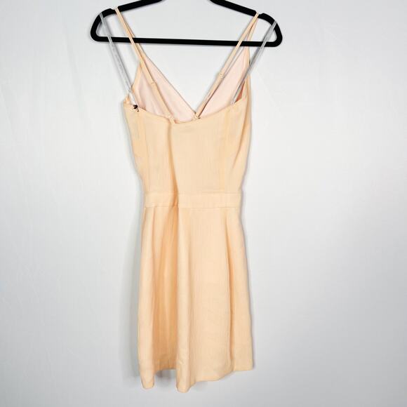 New Revolve Lovers + Friends XSmall XS Peach Orange Faux Wrap Dress with Lace - Picture 2 of 12